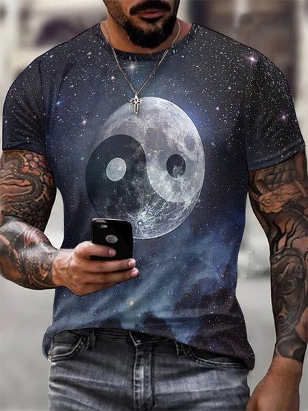 

Men's Tai Chi Eye Yin Yang Space Short Sleeve Outdoor Short Sleeve T-Shirt, Deep blue, T-shirts