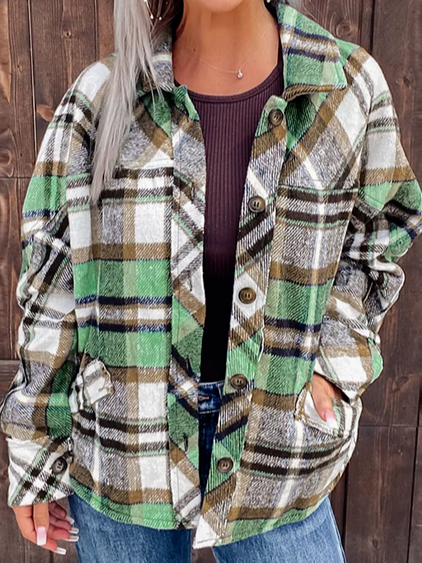 

Checked/Plaid Loosen Lapel Jacket, Multicolor, Jackets