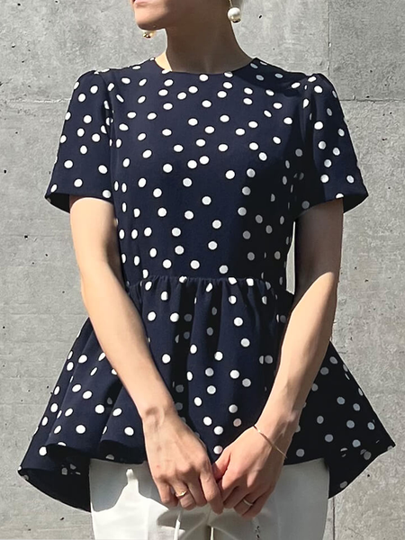 

Summer Crew Neck Lightweight Elegant Loosen Short Sleeve Daily Tops, Black, Tops