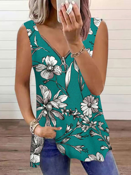 

Casual Regular Fit V Neck Short Sleeve Tops, Green, Tanks & Camis