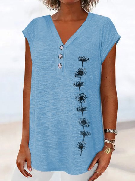 

Casual Loose Sleeveless Pullover Top, Blue, Tanks & Camis