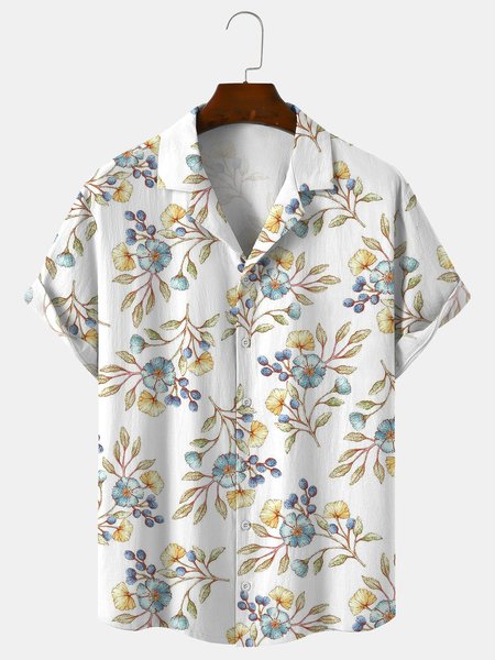 

Cotton Linen Vintage Hawaiian Vacation Short Sleeve Shirt, As picture, Shirts ＆ Blouse