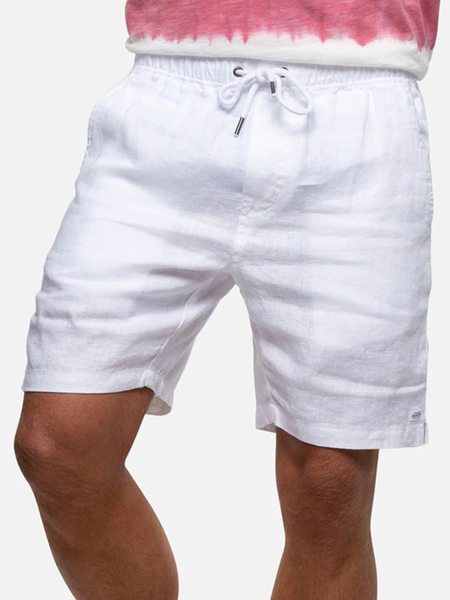 

Cotton and linen style American casual basic all-match linen shorts, As picture, Pants