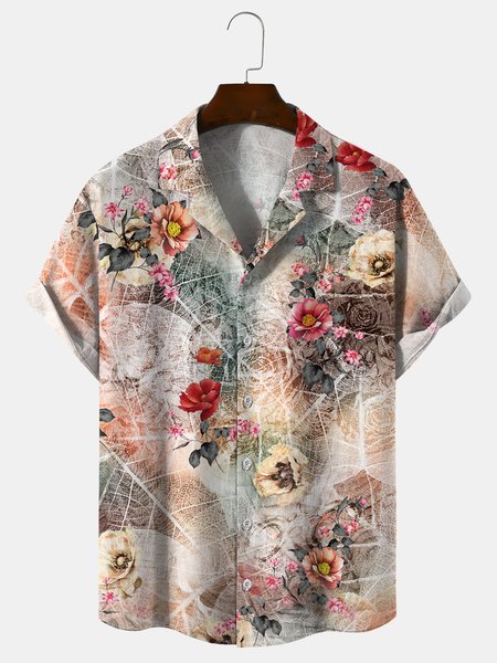 

Cotton Linen Vintage Hawaiian Vacation Short Sleeve Shirt, As picture, Shirts ＆ Blouse