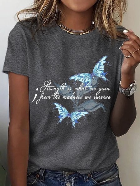 

Casual Short Sleeve T-Shirt, Gray, Tees & T-shirts