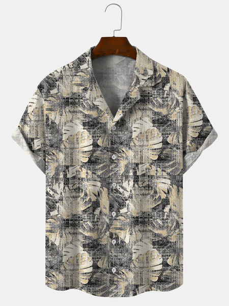 

Cotton Linen Plant Floral Print Comfortable Linen Shirt, As picture, Shirts ＆ Blouse