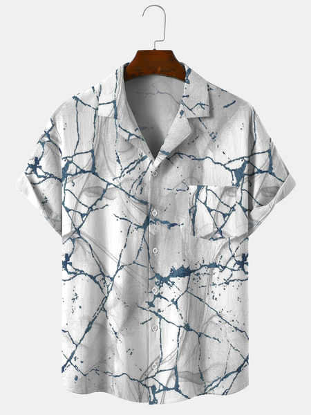 

Cotton and linen style American casual striped all-match linen shirt, As picture, Men's Floral shirt