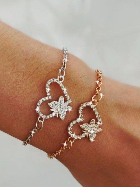 

Vintage Rhinestone Heart Bracelet, Silver, Bracelets