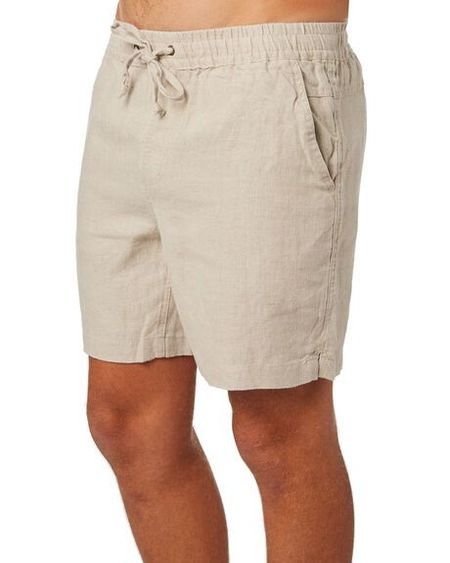 

Cotton and linen style American casual basic all-match linen shorts, As picture, Pants