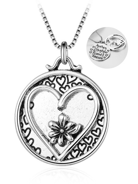 

JFN Mother/Daughter/Friends Forever Vintage Letter Heart Pendant, Silver, Necklaces