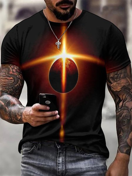 

Men‘s 3d Print Planet Universe Crew Neck Street Letter Short Sleeve T-Shirt, Black, T-shirts