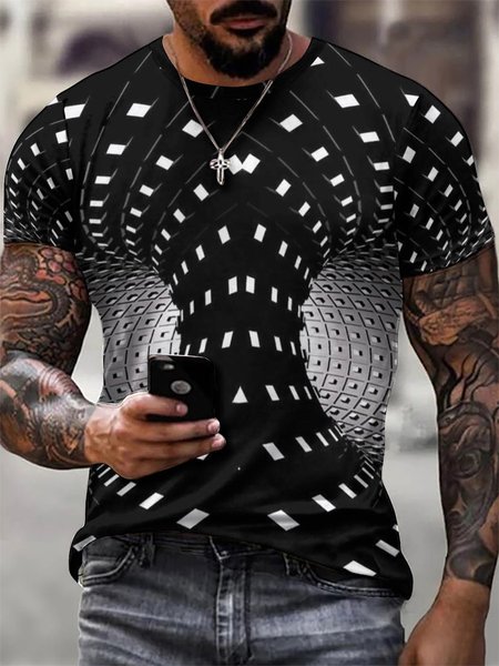 

Men‘s 3d Print Short Sleeve Letter Street Short Sleeve T-Shirt, Black, T-shirts
