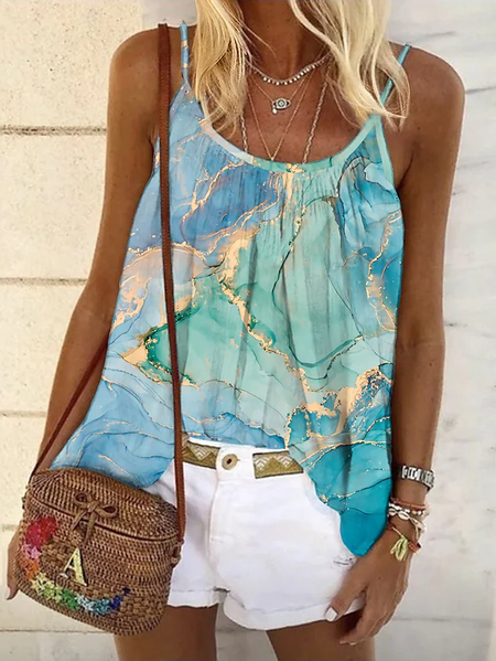 

Abstract Ombre Regular Fit Spaghetti Casual Vacation Tanks & Camis, Green, Tanks & Camis