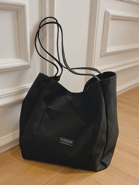 

Casual Canvas Large Capacity Shoulder Bag Tote Bag, Black, Bags