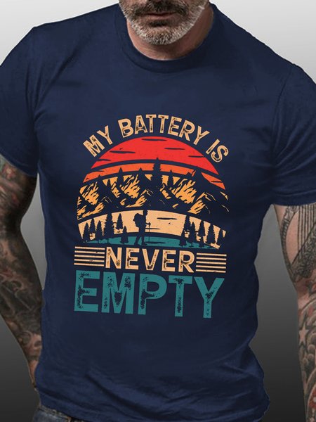 

My Battery Never Empty Hiking Crew Neck T-Shirt, Purplish blue, T-shirts