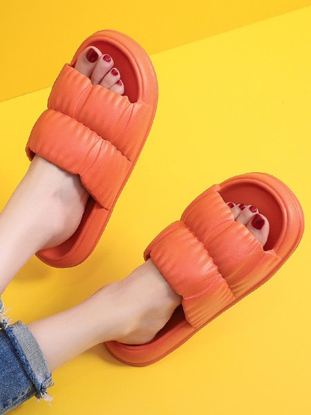 

JFN Pleated Down Lightweight Soft-soled Platform Slippers, Orange, Sandals & Slippers