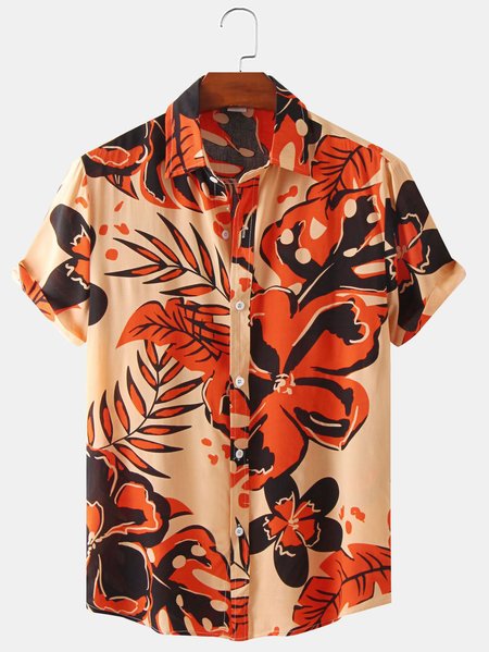 

Casual Floral Cotton Blends Shirts, Red, Shirts ＆ Blouse