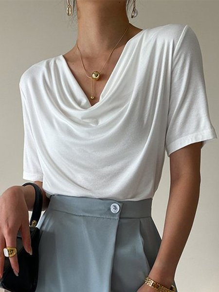 

Simple Solid Short Sleeve Regular Fit T-Shirt, White, Tees