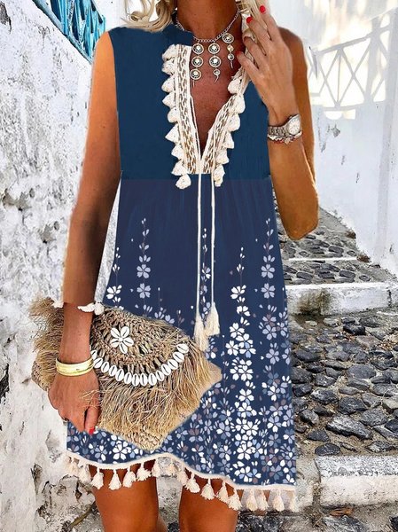 

V Neck Casual Cable Dresses, Blue, Dresses