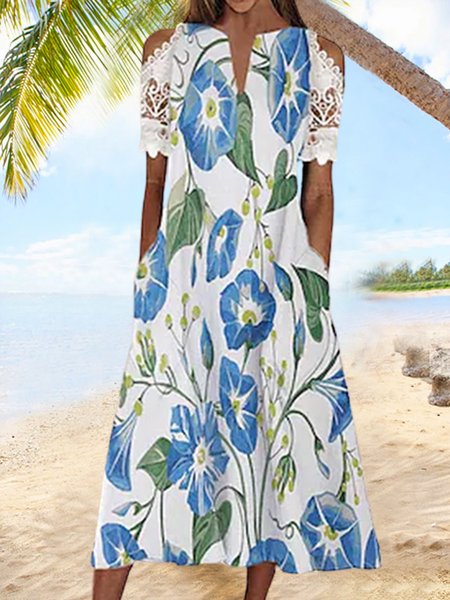 

Casual Floral V Neck Loosen Dresses, Multicolor, Dresses