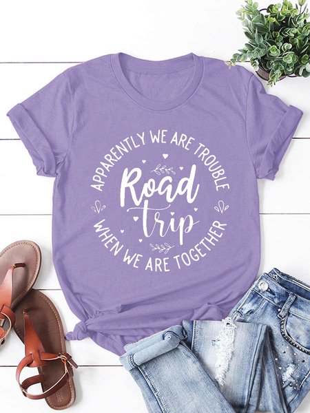 Funny Road Trip Friend Crew Neck T-shirt, Purple, T-shirts