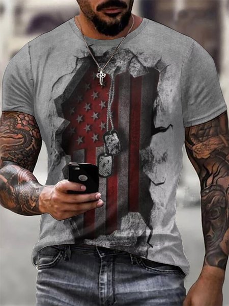 

Mens American flag 3D Print Casual Short Sleeve T-Shirt, As picture, T-shirts