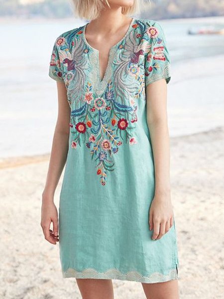 

Boho Vacation V Neck Dresses, Green, Dresses