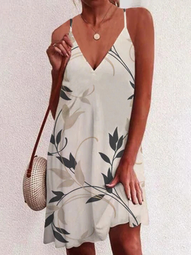 

Floral Loosen V Neck Dresses, Multicolor, Dresses