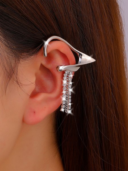 

JFN Party Party Fairy Tassel Earrings Commuter Style Ear Clips, Silver, Earrings