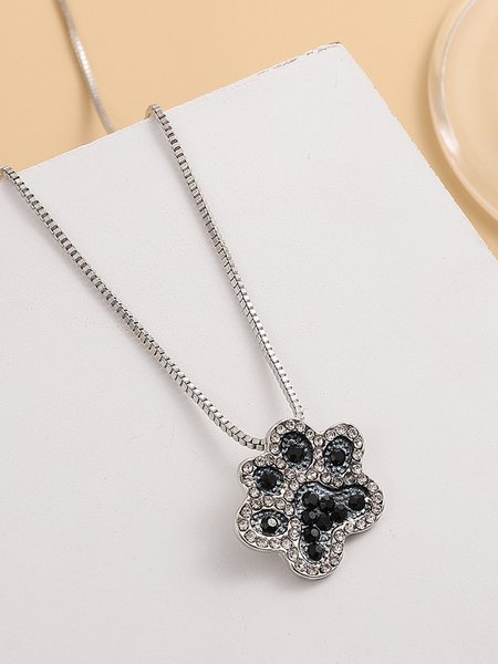 

JFN Diamond and Dog Paw Black and White Necklace, As picture, Necklaces