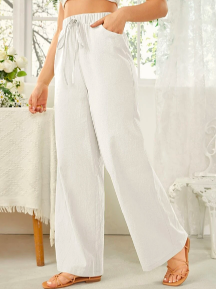 

Loosen Casual Casual Pants, White, Pants