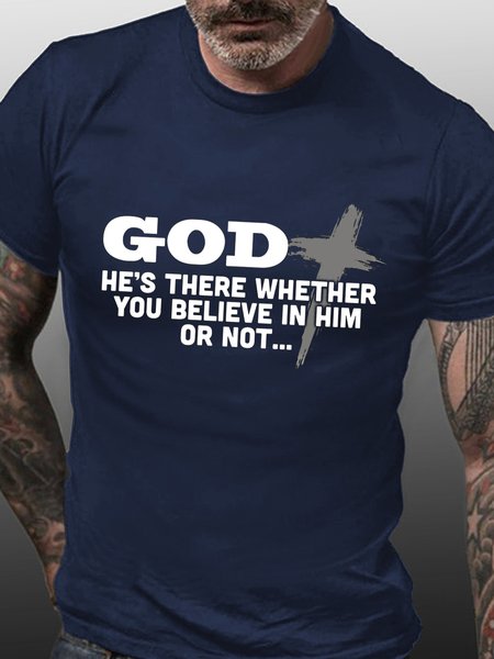 

God Is Always There Crew Neck T-shirt, Purplish blue, T-shirts
