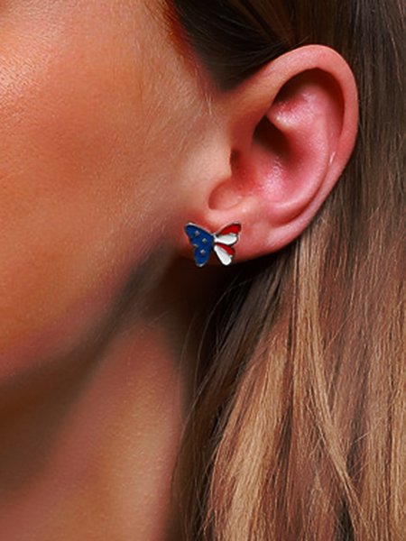 Independence Day American Flag Earrings, As picture, Earrings