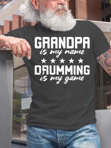 

Mens Funny Grandpa Letter Casual Round Neck Short Sleeve T-Shirt, Deep gray, T-shirts