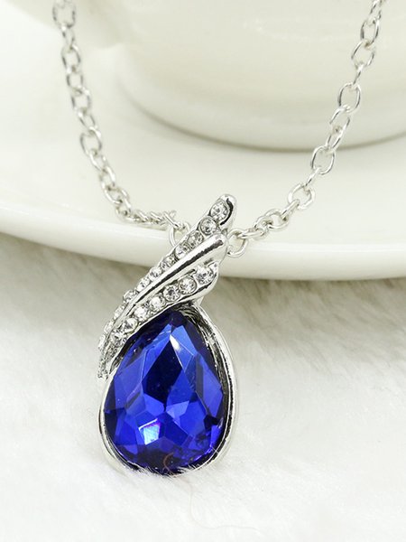 

JFN Simple Fashion Diamond Austrian Crystal Necklace, Blue, Necklaces