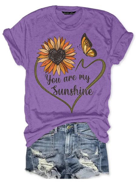 

Womens You are my sunshine Crew Neck Short Sleeve T-Shirt, Purple, T-shirts