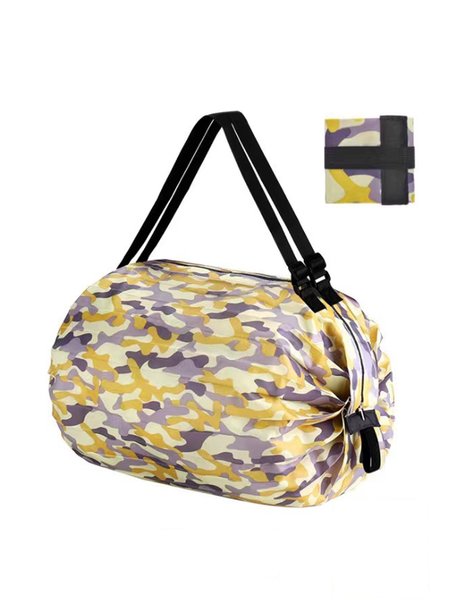 

JFN Camouflage Leopard Pattern Large Capacity Foldable Shoulder Tote Shopping Bag, Yellow, Women's Bags