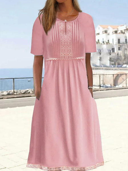

Casual Solid Lace Dresses, Pink, Dresses