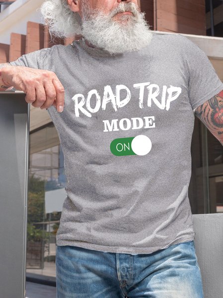 

Funny Road Trip Mode Crew Neck T-Shirt, Light gray, T-shirts