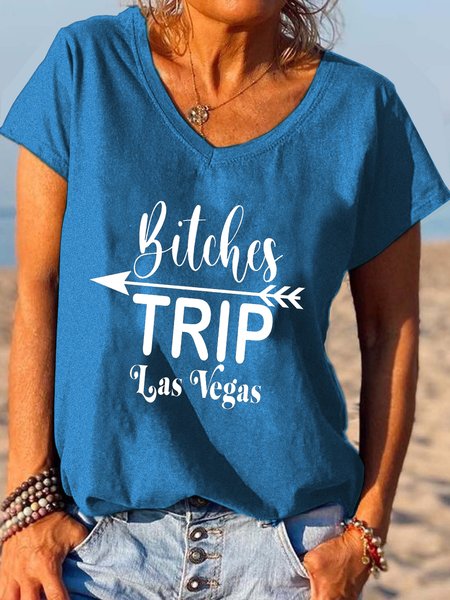 

Bitches Trip Las Vegas Funny V-neck T-shirt, Blue, T-shirts