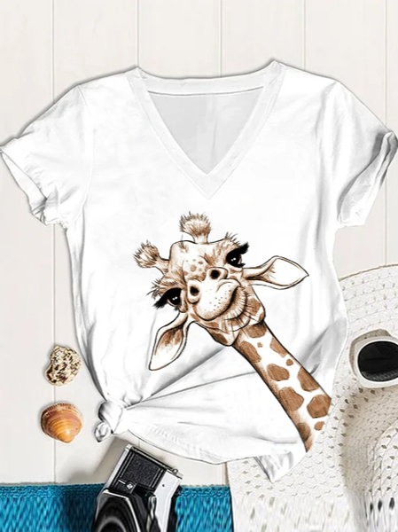 

Animal Regular Fit Casual T-Shirt, White, Tops