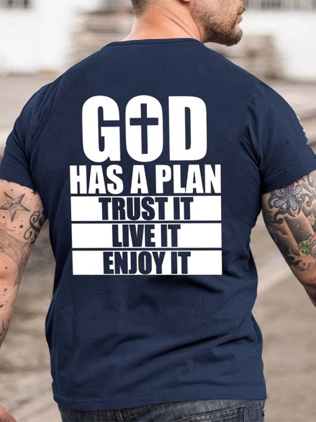 

God Has A Plan Trust It Live It Enjoy It T-shirt, Purplish blue, T-shirts