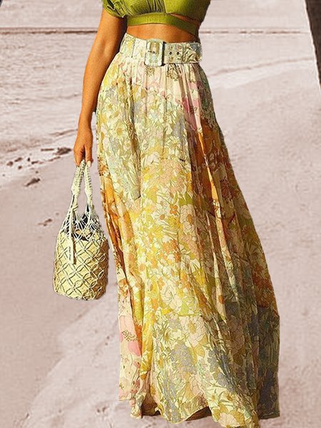 

Loosen Vacation Long A-Line Skirt, Multicolor, Dresses