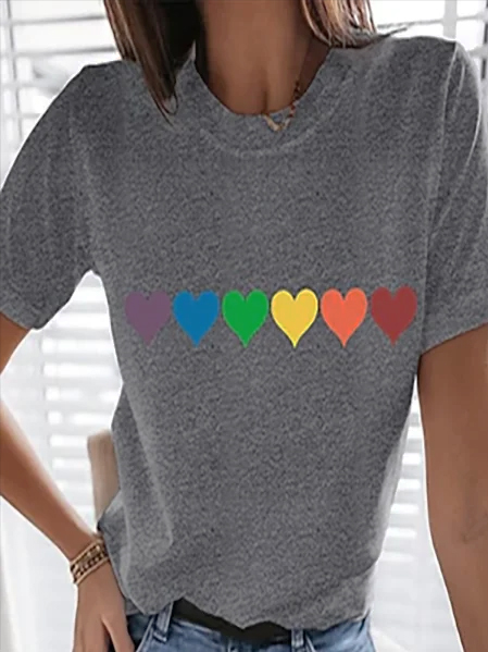

Jersey Vacation Geometric Short Sleeve T-Shirt, Gray, T-Shirts