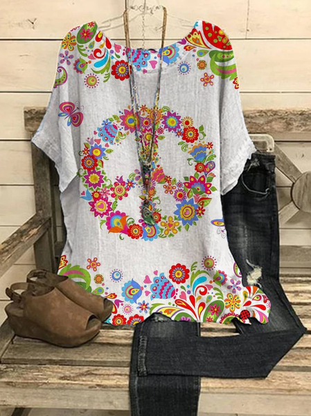 

Regular Fit Cotton Crew Neck Tops, Gray, Shirts & Blouses