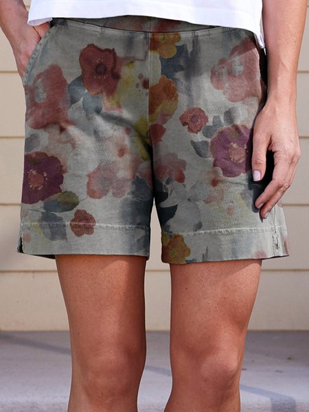 

Casual Pockets Floral Loosen Shorts, Multicolor, Shorts