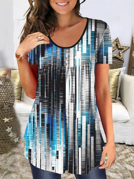 

Loosen Casual Buttoned Ruched Tops, Black-blue, Shirts & Blouses