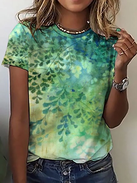 

Womens Abstract Art Print Casual Short Sleeve T-Shirt, As picture, T-shirts