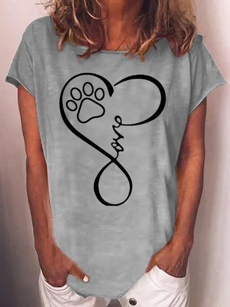 

Womens Cute Love Gesture Casual Short Sleeve T-Shirt, Gray, T-shirts