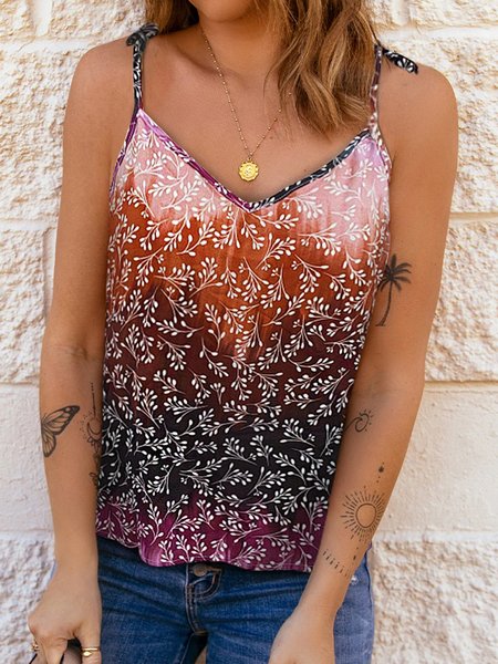 

Spaghetti Casual Leaves Tanks & Camis, Multicolor, Tanks & Camis